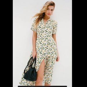 Urban Outfitters Floral Midi Dress - Yellow and Green